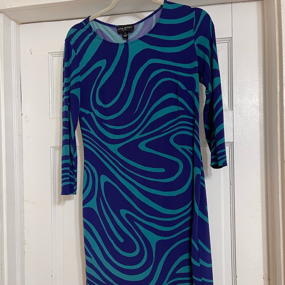 Julie Dillon Blue and Green Patterned Dress